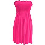 Pinke Unifarbene Boho Mini Schulterfreie Sommerkleider aus Viskose maschinenwaschbar für Damen Größe XS für den für den Sommer 