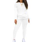 Damen Trainingsanzüge Sweatshirts Elastische Taille Sweatpants Jogger Set Herbst Weiß,Größe EU XS