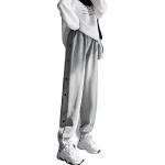 Damen Trainingshose Hosen Sweatshose mit seitlicher Knopfleiste Sweatpants Elastischer Bund Jogginghose mit Taschen Casual Loose Persönlichkeit Seitenschnalle Split Basketball Hose,A,XL