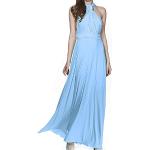 Blaue Casual Ärmellose Maxi V-Ausschnitt Lange Abendkleider für Damen Größe M zum Abschlussball 