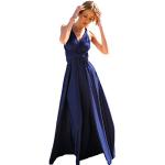 Marineblaue Casual Ärmellose Maxi V-Ausschnitt Lange Abendkleider für Damen Größe S für Brautjungfern 
