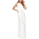 Weiße Casual Ärmellose Transformers Maxi V-Ausschnitt Lange Abendkleider für Damen Größe XS 