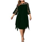 Dunkelgrüne Unifarbene Elegante 3/4-ärmelige Schulterfreie Kurze Abendkleider aus Chiffon für Damen Größe XXL für den für den Winter 