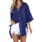 Blaue Elegante V-Ausschnitt Tunika-Blusen durchsichtig für Damen Größe L für den für den Sommer 