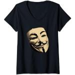 V For Vendetta V Mask T-Shirt mit V-Ausschnitt