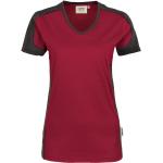Bordeauxrote Hakro Performance V-Ausschnitt V-Shirts für Damen Größe 5 XL 