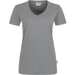 Silberne Casual Hakro V-Ausschnitt T-Shirts für Damen Größe 4 XL 