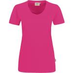 Magentafarbene Unifarbene Hakro Performance V-Ausschnitt V-Shirts für Damen Größe M 