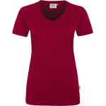 Bordeauxrote Hakro Performance V-Ausschnitt V-Shirts für Damen Größe XL 