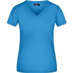 Blaue Sportliche James & Nicholson V-Ausschnitt T-Shirts für Damen Größe M 