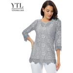 Mintgrüne Vintage Tunika-Blusen für Damen Größe 3 XL Große Größen für Partys für den für den Sommer 
