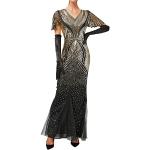 Damen Vintage Pailletten Kleid Quaste Kleid Maxi Abendkleid Perlen Gatsby Lang Abendkleid Cocktail Elegantes Kleid Formelles Abschlussball Partykleid