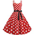 Rote Gepunktete Vintage Ärmellose Audrey Hepburn Midi Herzförmige Neckholderkleider für Damen Größe M für Partys 