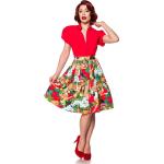 Rote Vintage Belsira Faltenröcke aus Baumwollmischung für Damen für den für den Sommer 