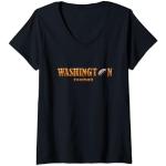 Damen Vintage Washington DC Football Skyline Neuheit Team Geschenk T-Shirt mit V-Ausschnitt