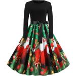 Damen Vintage Weihnachtskleid 60s Rockabilly Swingkleid Petticoat Skaterkleid DE