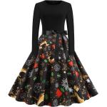 Damen Vintage Weihnachtskleid 60s Rockabilly Swingkleid Petticoat Skaterkleid DE