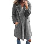 Hellgraue Gepunktete Business Mini Trenchcoats kurz aus Fleece für Damen Größe 3 XL für den für den Winter 