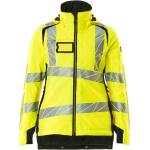 Gelbe Wasserdichte Atmungsaktive MASCOT Warnschutzjacken mit Reißverschluss aus Polyester für Damen Größe 3 XL für den für den Winter 