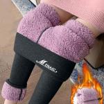 Anthrazitfarbene Thermo-Leggings aus Fleece für Damen für den für den Winter 