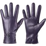 Lila Touchscreen-Handschuhe aus Lammfell für Damen Größe M für den für den Winter 