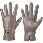 Beige Touchscreen-Handschuhe aus Lammfell für Damen Größe S für den für den Winter 