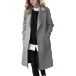 Graue Unifarbene Casual Maxi Trenchcoats lang mit Knopf aus Tweed für Damen Größe XL für den für den Winter 