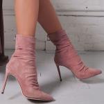 Rosa Spitze Pfennigabsatz High Heels & Stiletto-Pumps aus Veloursleder für Damen Größe 34 für Partys 