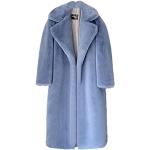 Blaue Gepunktete Trenchcoats lang aus Pelz für Damen Größe M für den für den Winter 