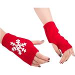 Rote Elegante Fingerlose Handschuhe & Halbfinger-Handschuhe mit Weihnachts-Motiv aus Satin für Herren Weihnachten für den für den Winter 