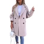 Hellblaue Casual Maxi Trenchcoats lang mit Knopf aus Wolle für Damen Übergrößen für den für den Winter 