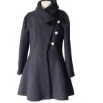 Schwarze Elegante Wollmäntel aus Wolle für Damen Größe XS für den für den Herbst 