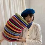Khakifarbene Unifarbene Elegante Baskenmützen für Damen für den für den Herbst 