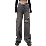 Schwarze Y2K Atmungsaktive Ripped Jeans & Zerrissene Jeans mit Reißverschluss aus Denim für Herren Größe S für Partys 