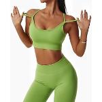 Damen Yoga-Anzug 2 Teile Sportkleidung Feste Farbe Beige Schwarz Yoga Fitness Fitnesstraining Bauchkontrolle Kolbenheber Atmungsaktiv Sport Sportkleidung elast Lightinthebox