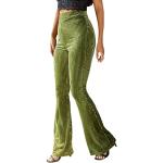 Grüne Elegante Samthosen aus Samt maschinenwaschbar für Damen Größe XL 