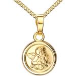 Silberne Runde Engel Anhänger mit Engel-Motiv vergoldet aus Gold graviert für Damen 
