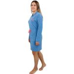 Reduzierte Blaue Melierte Sportliche Kangaroos Bademäntel mit Kapuze mit Reißverschluss aus Baumwolle mit Kapuze für Damen Größe XS 