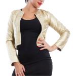 Reduzierte Goldene Mini Kurzjacken & Cropped-Jackets aus Leder für Damen Einheitsgröße 