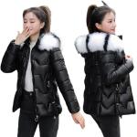 Schwarze Mini Winterjacken mit Reißverschluss aus Pelz Handwäsche für Damen Größe 3 XL für den für den Winter 