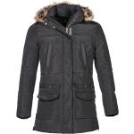 Schwarze Equiline Jacken mit Fellkapuze mit Reißverschluss aus Polyamid für Damen Größe L für den für den Winter 
