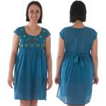 Bestickte Boho Mini Sommerkleider aus Baumwolle für Damen Größe XL für Partys für den für den Sommer 