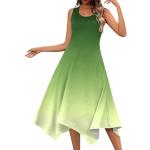 Grüne Hip Hop Langärmelige Neckholderkleider mit Cutwork aus Leinen für Damen Größe XXL Große Größen zur Hochzeit für den für den Sommer 