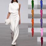 Violette Unifarbene Schulterfreie Playsuits & Kurze Overalls aus Polyester für Damen Größe 3 XL für den für den Herbst 