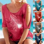 Rosa Oversize Langärmelige Schulterfreie T-Shirts aus Polyester Handwäsche für Damen Größe XXL für Partys für den für den Sommer 