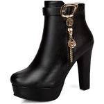 Schwarze Runde High Heel Stiefeletten & High Heel Boots mit Reißverschluss leicht für Damen Größe 44 