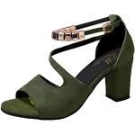 Grüne Elegante Offene Peep Toe Pumps mit Riemchen aus Leder leicht für Damen Größe 39 für den für den Sommer 