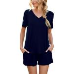 Hellblaue Casual Businesskleidung aus Polyester für Damen Größe L 2-teilig für den für den Herbst 