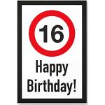 DankeDir 16 Jahre Happy Birthday Schild - Geschenk 16. Geburtstag Geschenkidee Geburtstagsgeschenk Sechzehnten Geburtstagsdeko Partydeko Party Zubehör Geburtstagskarte
