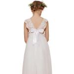 Reduzierte Weiße Elegante Ärmellose Kinderfestkleider aus Tüll für Mädchen für den für den Sommer 